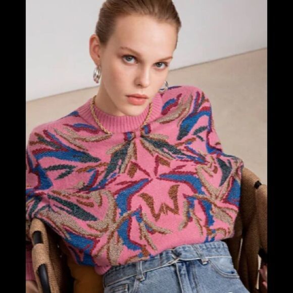 Suncoo Pandor Sweater Pull Pandor-Pink and Gold Parisian sweater - Picture 2 of 16